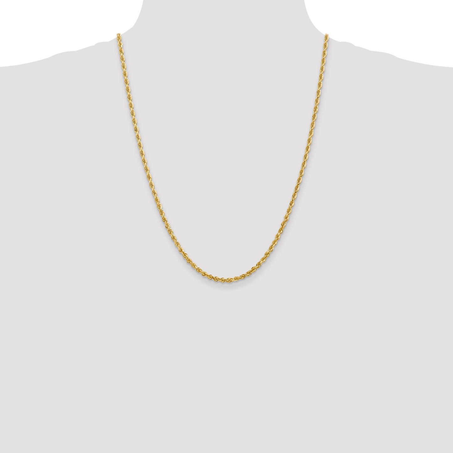 14K 24 Inch 3.35mm Diamond-cut Quadruple Rope Lobster Clasp Chain