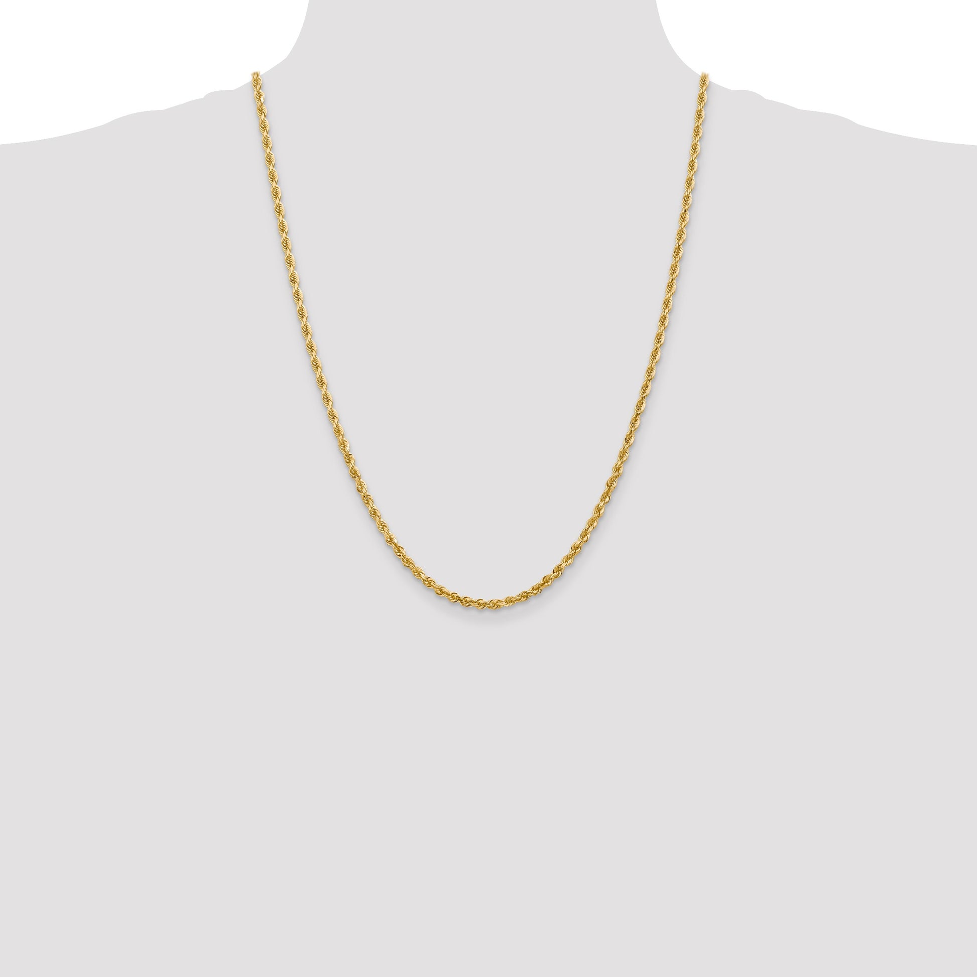 14K 24 Inch 3.35mm Diamond-cut Quadruple Rope Lobster Clasp Chain