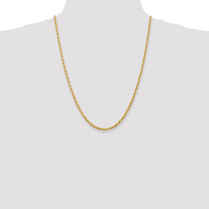 14K 24 Inch 3.35mm Diamond-cut Quadruple Rope Lobster Clasp Chain