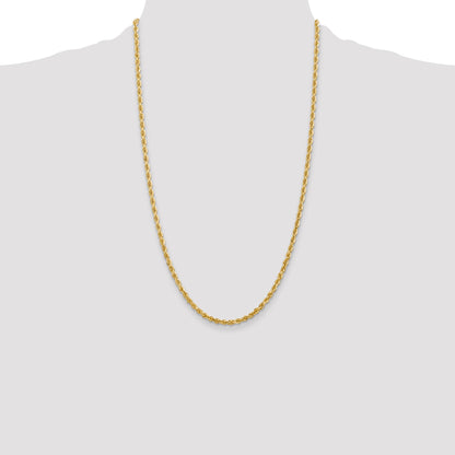 14K 26 Inch 3.35mm Diamond-cut Quadruple Rope Lobster Clasp Chain