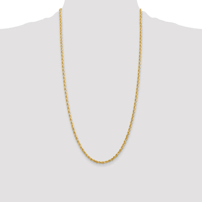 14K 28 Inch 3.35mm Diamond-cut Quadruple Rope Lobster Clasp Chain