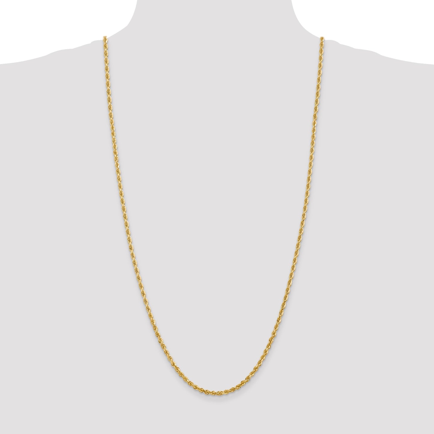 14K 30 Inch 3.35mm Diamond-cut Quadruple Rope Lobster Clasp Chain