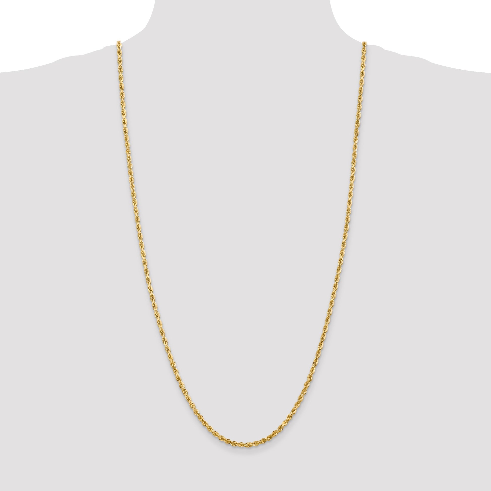 14K 30 Inch 3.35mm Diamond-cut Quadruple Rope Lobster Clasp Chain