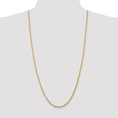 14K 30 Inch 3.35mm Diamond-cut Quadruple Rope Lobster Clasp Chain