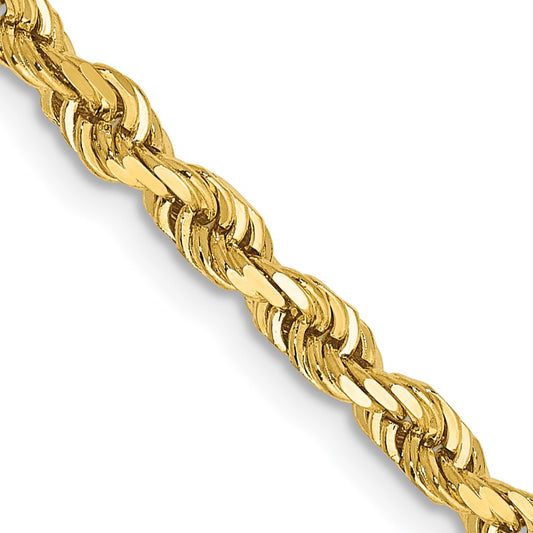 14K 20 Inch 3.35mm Diamond-cut Quadruple Rope Lobster Clasp Chain