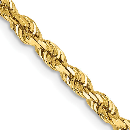 14K 26 Inch 3.35mm Diamond-cut Quadruple Rope Lobster Clasp Chain