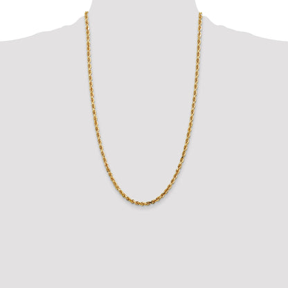 14K 26 Inch 4mm Diamond-cut Quadruple Rope Lobster Clasp Chain