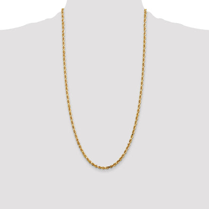 14K 28 Inch 4mm Diamond-cut Quadruple Rope Lobster Clasp Chain