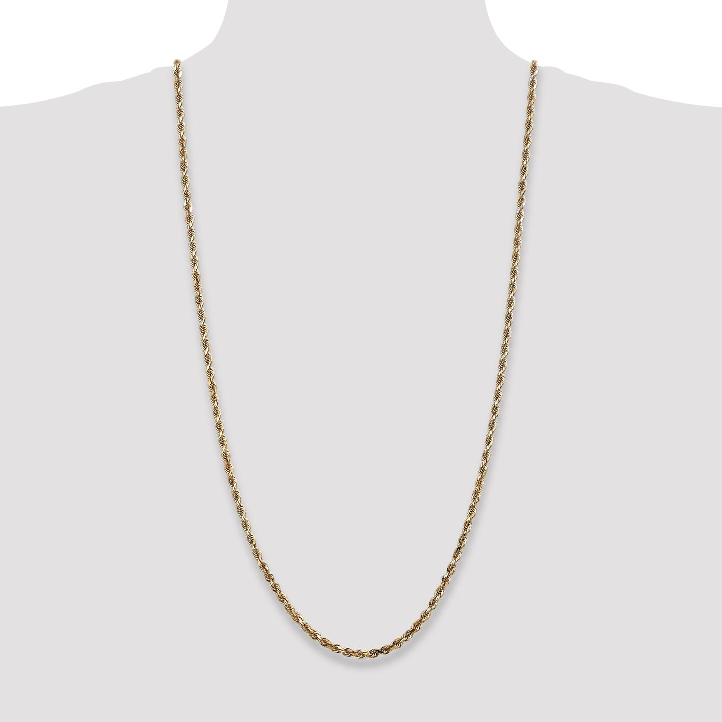 14K 30 Inch 4mm Diamond-cut Quadruple Rope Lobster Clasp Chain