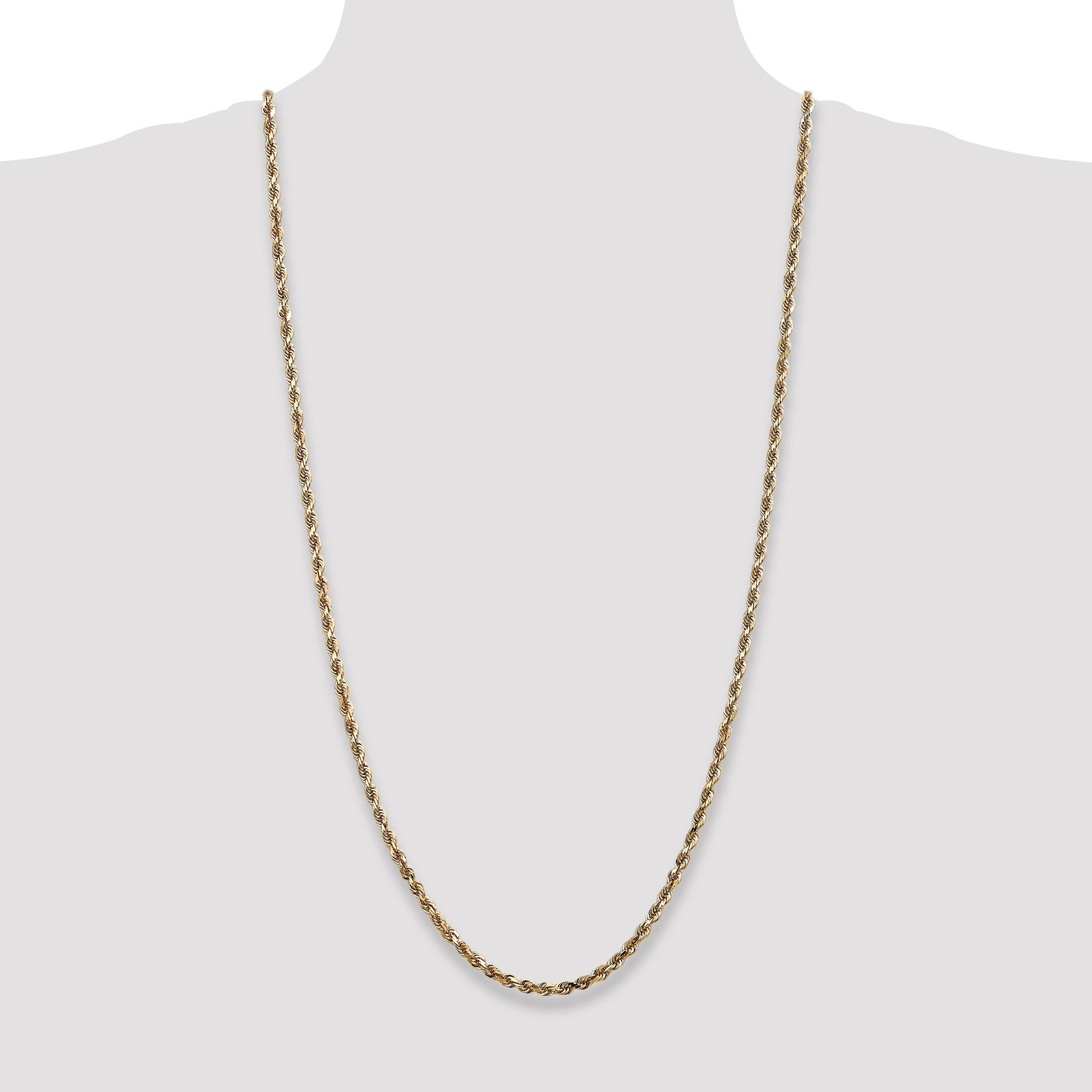 14K 30 Inch 4mm Diamond-cut Quadruple Rope Lobster Clasp Chain