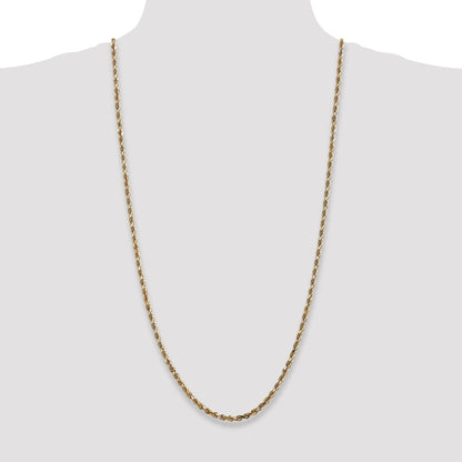 14K 30 Inch 4mm Diamond-cut Quadruple Rope Lobster Clasp Chain