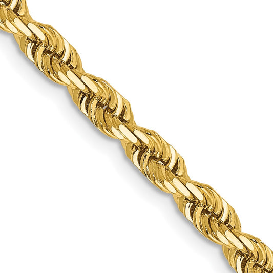 14K 18 Inch 4mm Diamond-cut Quadruple Rope Lobster Clasp Chain