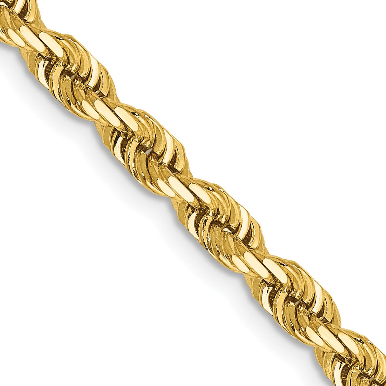 14K 28 Inch 4mm Diamond-cut Quadruple Rope Lobster Clasp Chain