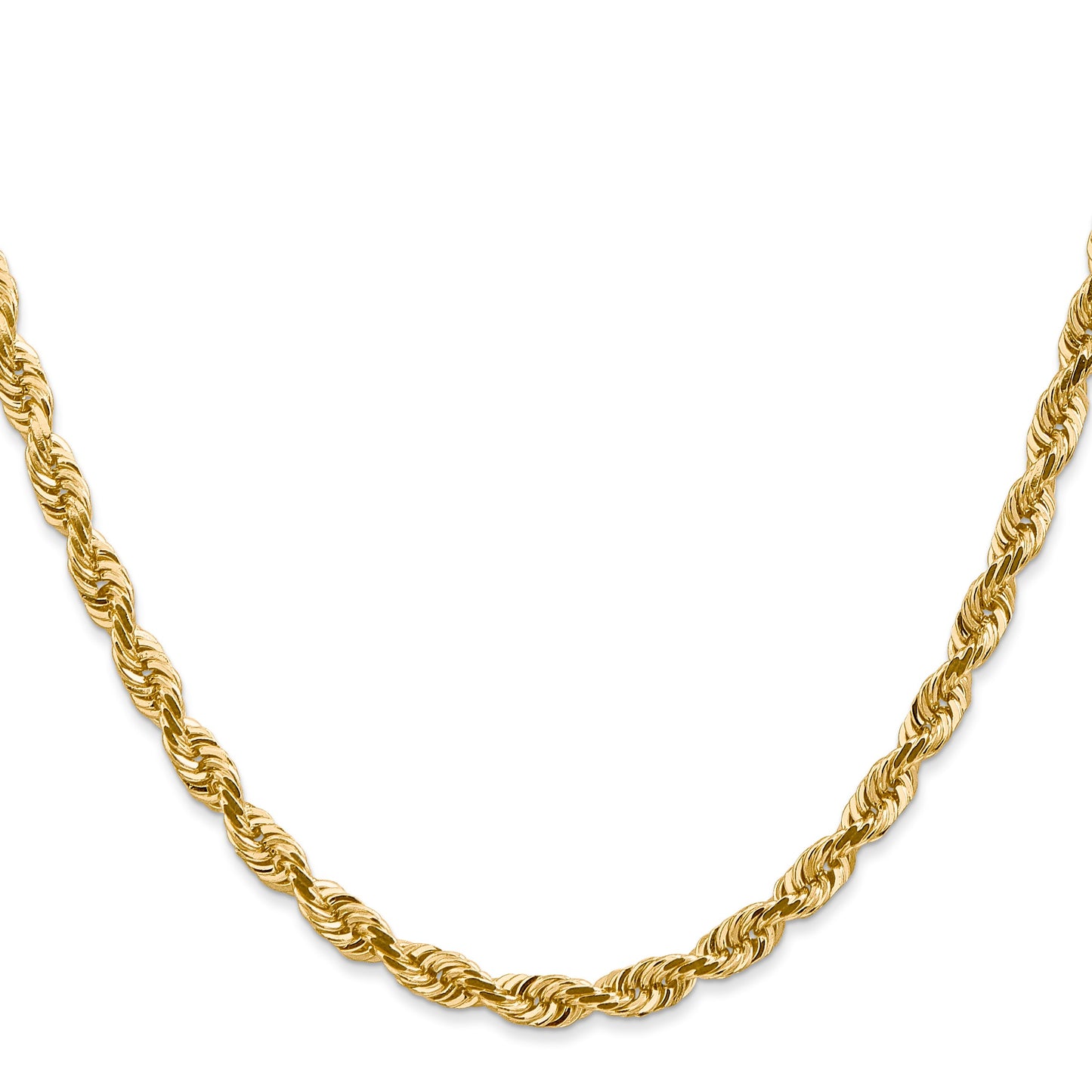 14K 24 Inch 4.5mm Diamond-cut Quadruple Rope Lobster Clasp Chain