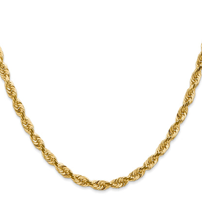 14K 24 Inch 4.5mm Diamond-cut Quadruple Rope Lobster Clasp Chain