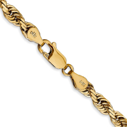 14K 24 Inch 4.5mm Diamond-cut Quadruple Rope Lobster Clasp Chain