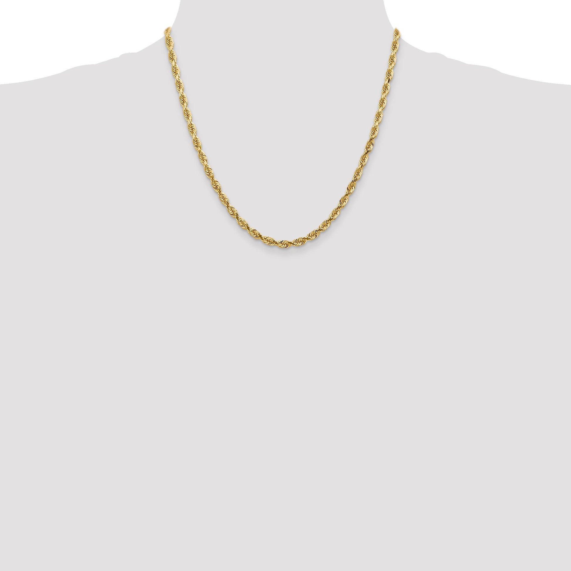 14K 20 Inch 4.5mm Diamond-cut Quadruple Rope Lobster Clasp Chain