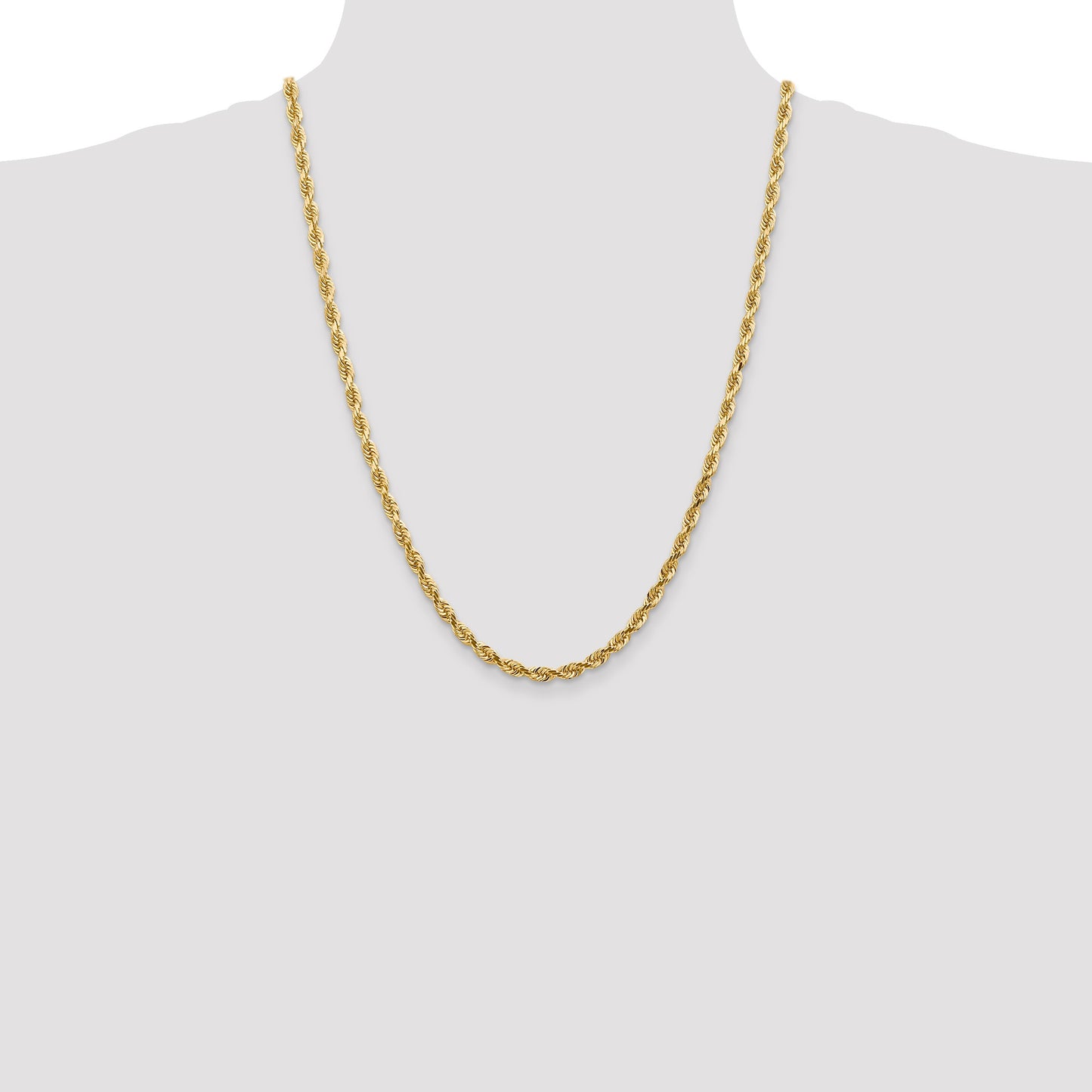 14K 24 Inch 4.5mm Diamond-cut Quadruple Rope Lobster Clasp Chain
