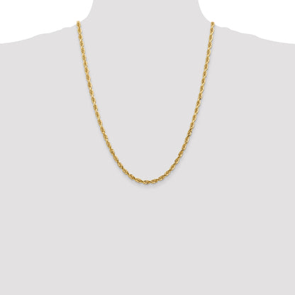 14K 24 Inch 4.5mm Diamond-cut Quadruple Rope Lobster Clasp Chain