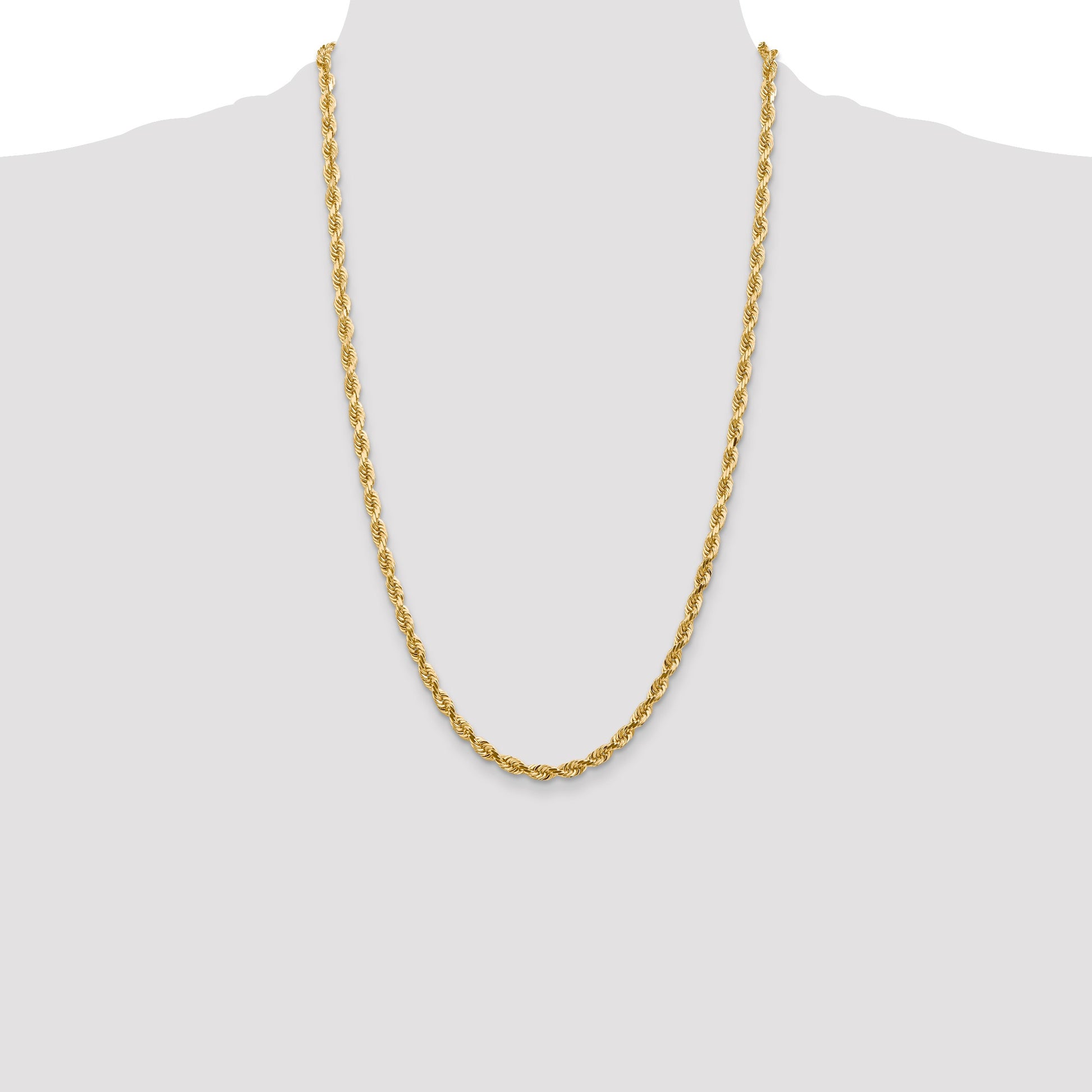 14K 26 Inch 4.5mm Diamond-cut Quadruple Rope Lobster Clasp Chain