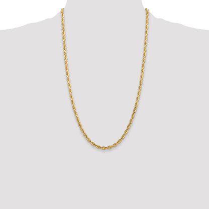 14K 26 Inch 4.5mm Diamond-cut Quadruple Rope Lobster Clasp Chain