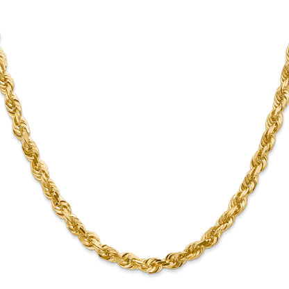14K 26 Inch 5mm Diamond-cut Quadruple Rope Lobster Clasp Chain