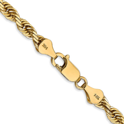 14K 30 Inch 5mm Diamond-cut Quadruple Rope Lobster Clasp Chain