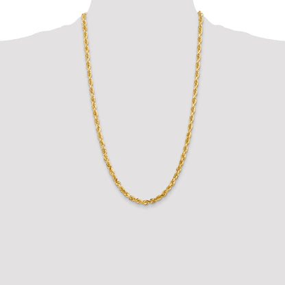 14K 26 Inch 5mm Diamond-cut Quadruple Rope Lobster Clasp Chain