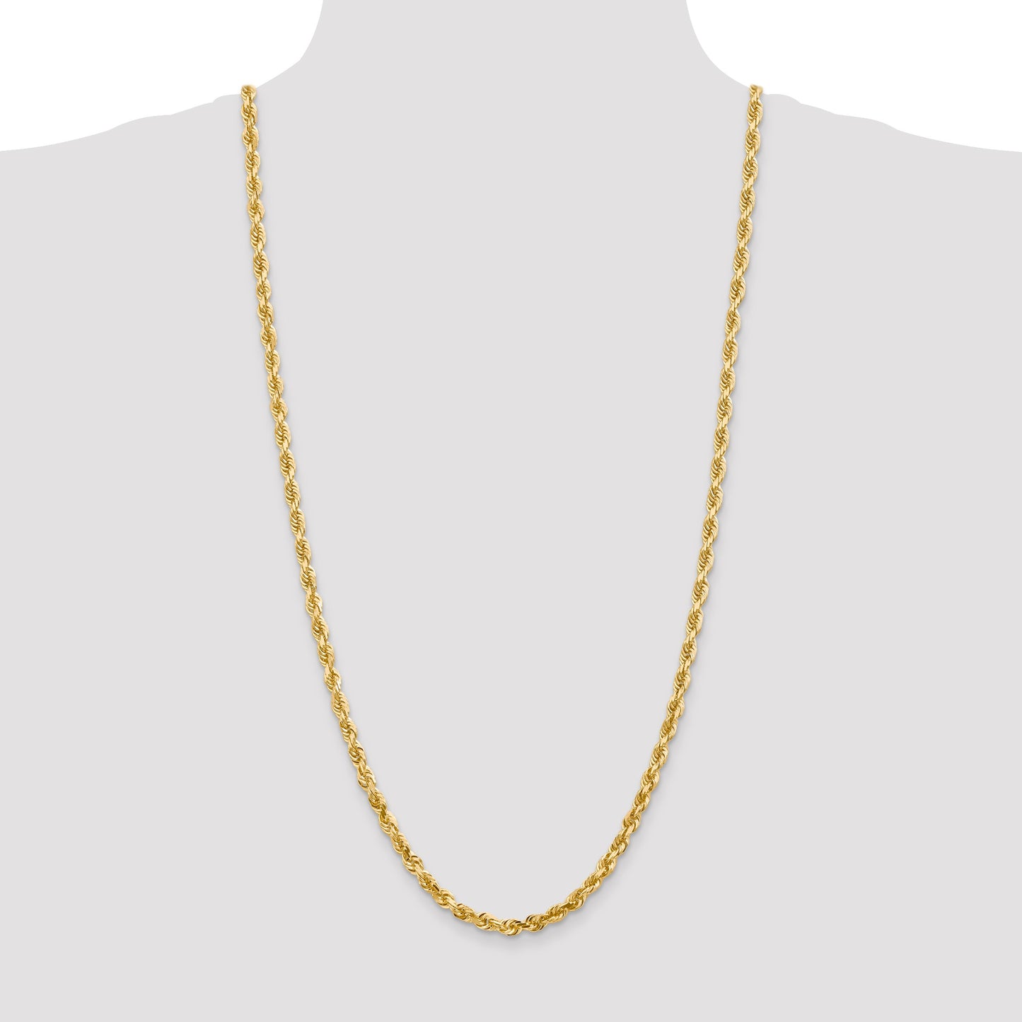14K 30 Inch 5mm Diamond-cut Quadruple Rope Lobster Clasp Chain