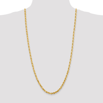 14K 30 Inch 5mm Diamond-cut Quadruple Rope Lobster Clasp Chain