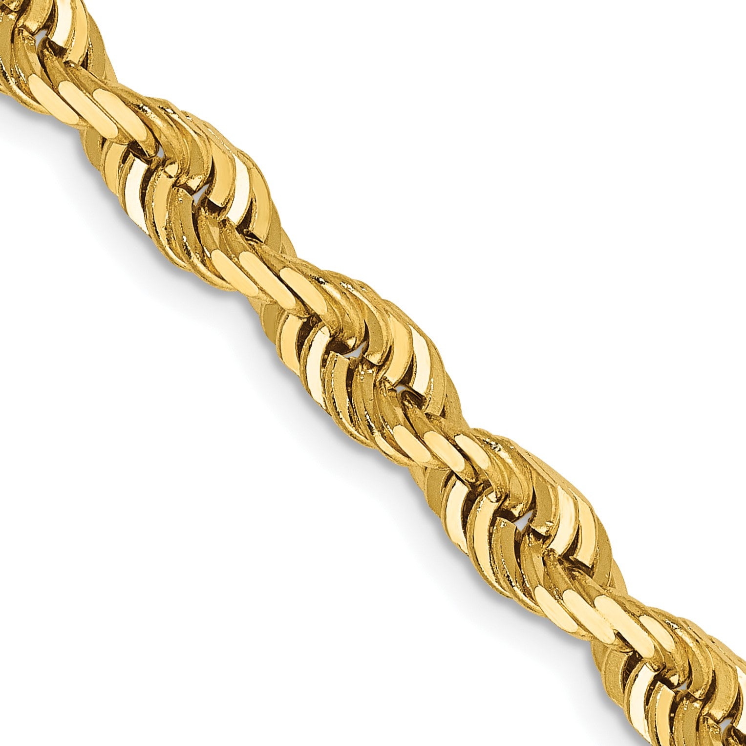 14K 22 Inch 5mm Diamond-cut Quadruple Rope Lobster Clasp Chain
