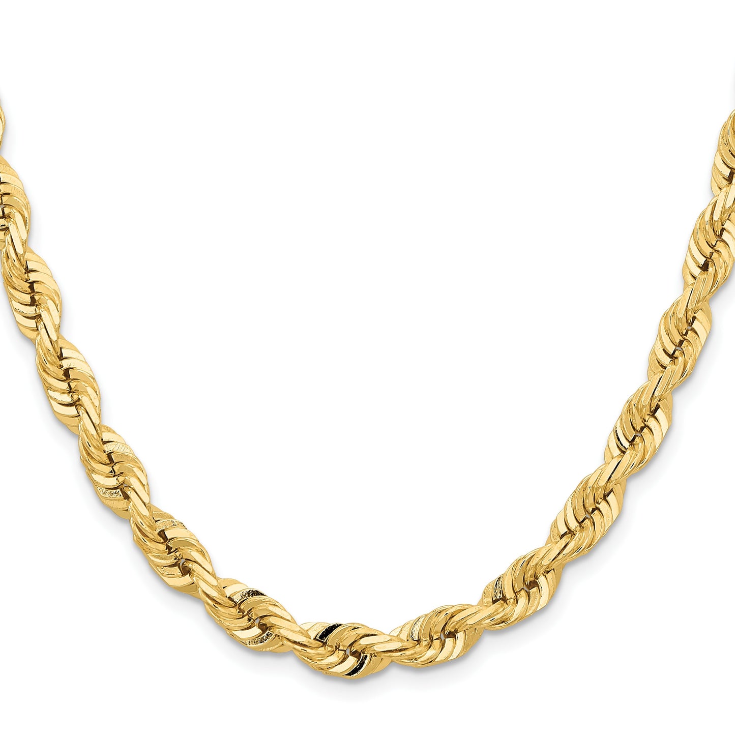 14K 22 Inch 7mm Diamond-cut Quadruple Rope Fancy Lobster Clasp Chain