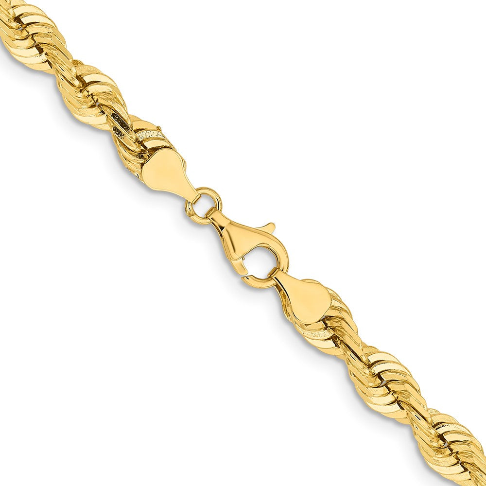 14K 24 Inch 7mm Diamond-cut Quadruple Rope Fancy Lobster Clasp Chain