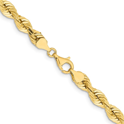 14K 24 Inch 7mm Diamond-cut Quadruple Rope Fancy Lobster Clasp Chain