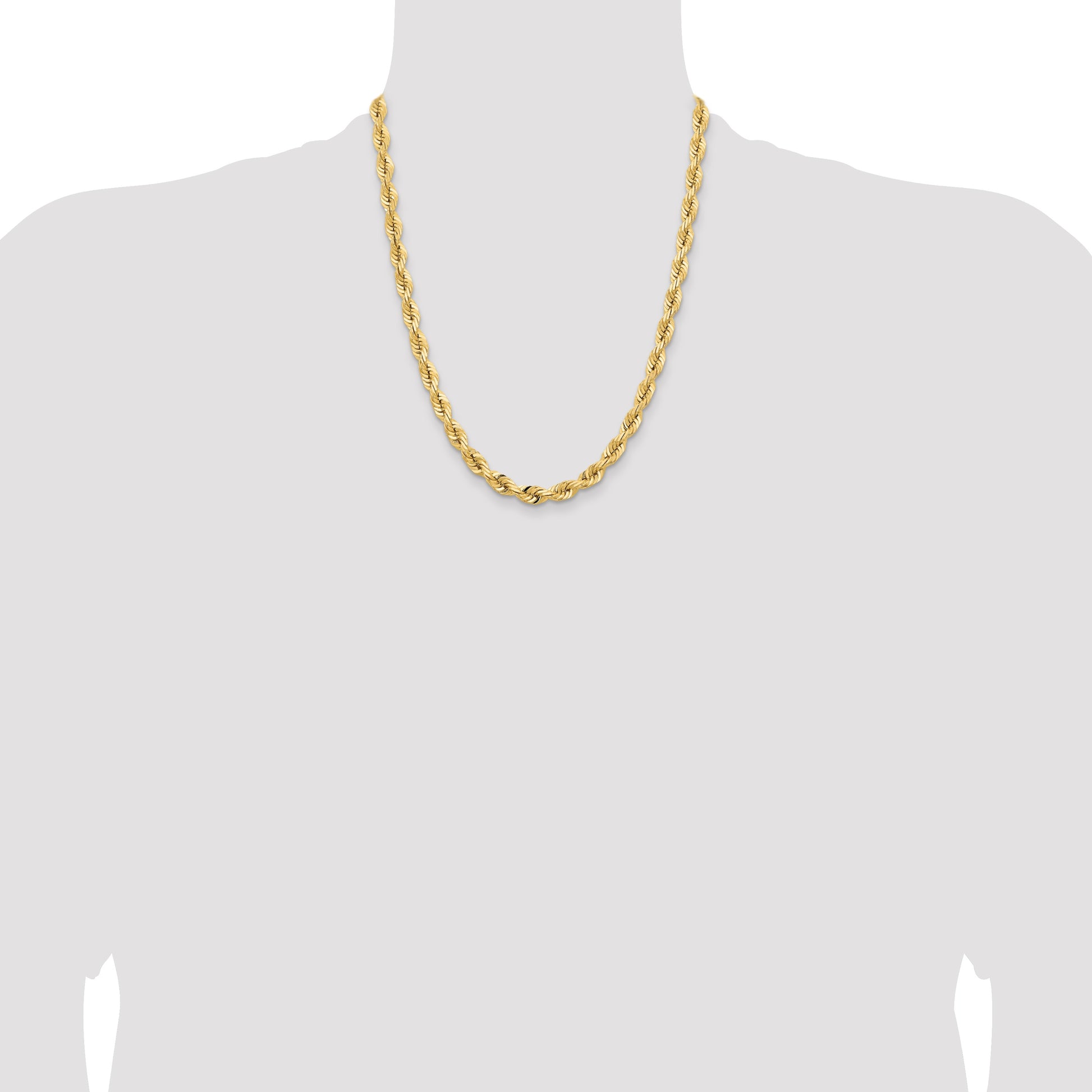 14K 22 Inch 7mm Diamond-cut Quadruple Rope Fancy Lobster Clasp Chain