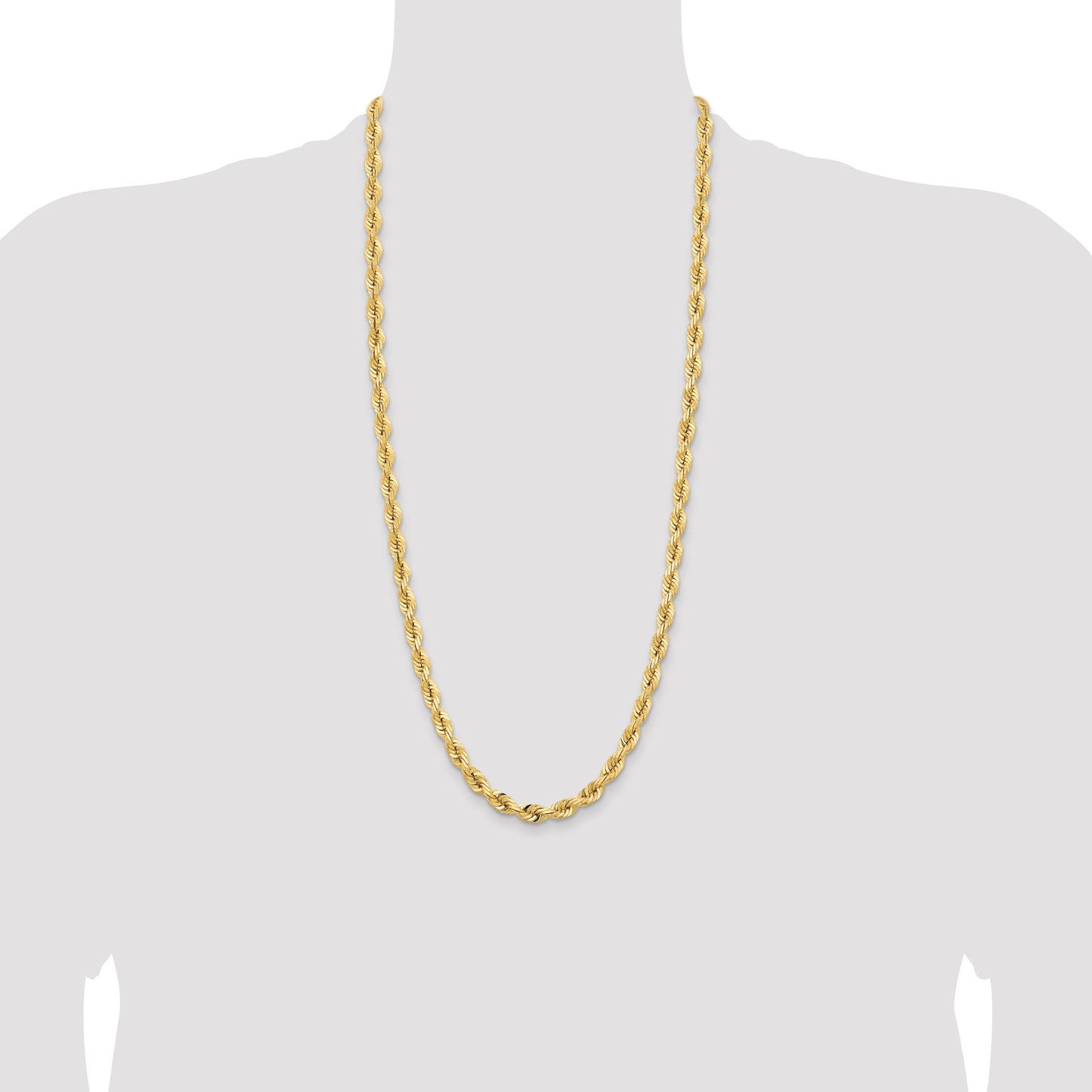 14K 30 Inch 7mm Diamond-cut Quadruple Rope Fancy Lobster Clasp Chain