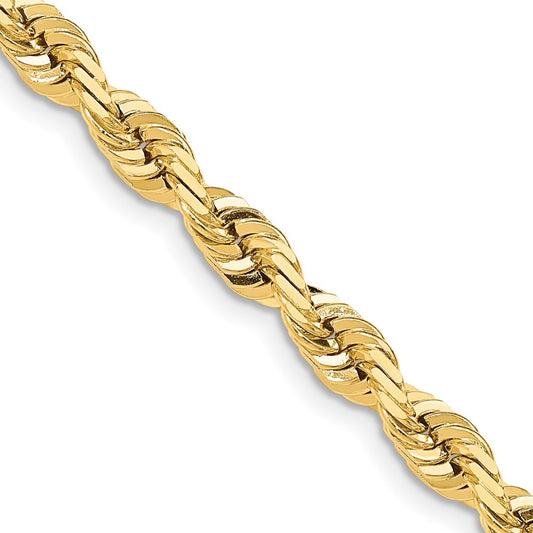 14K 22 Inch 7mm Diamond-cut Quadruple Rope Fancy Lobster Clasp Chain