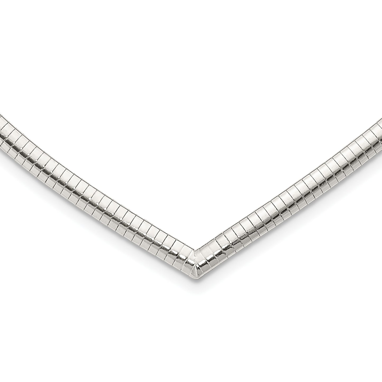 Sterling Silver 4mm Cubetto V-shaped Necklace