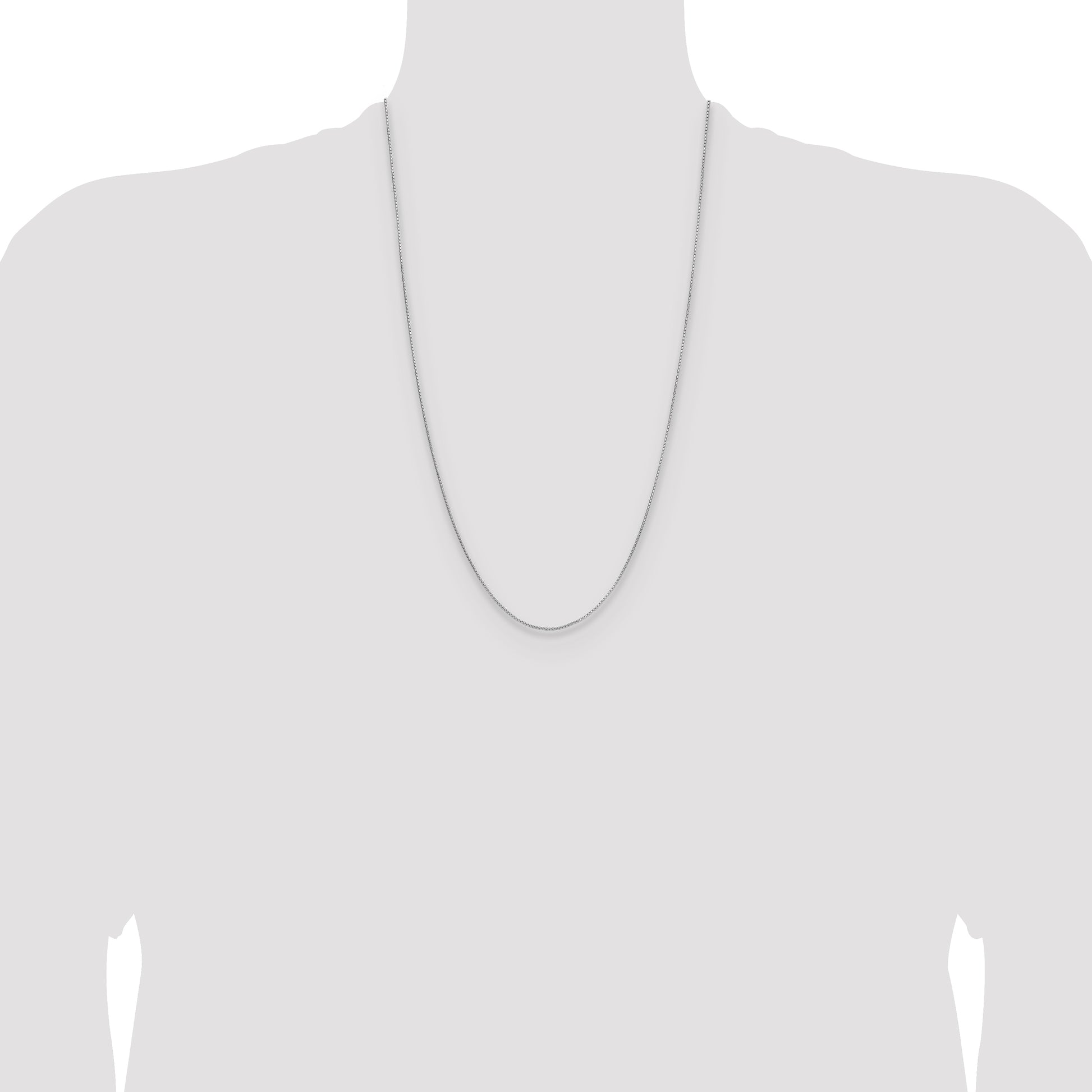 Sterling Silver Rhodium-plated .95mm Diamond-cut Round Box Chain