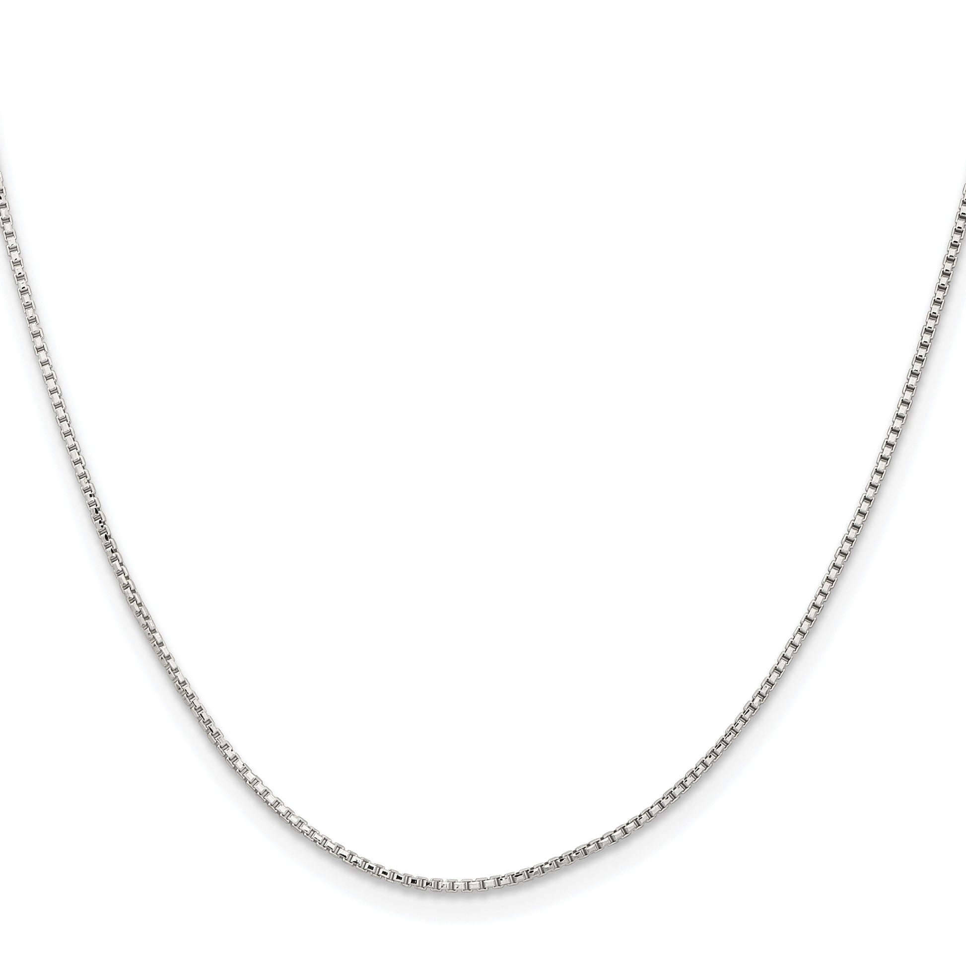 Sterling Silver Rhodium-plated 1.1mm Diamond-cut Round Box Chain