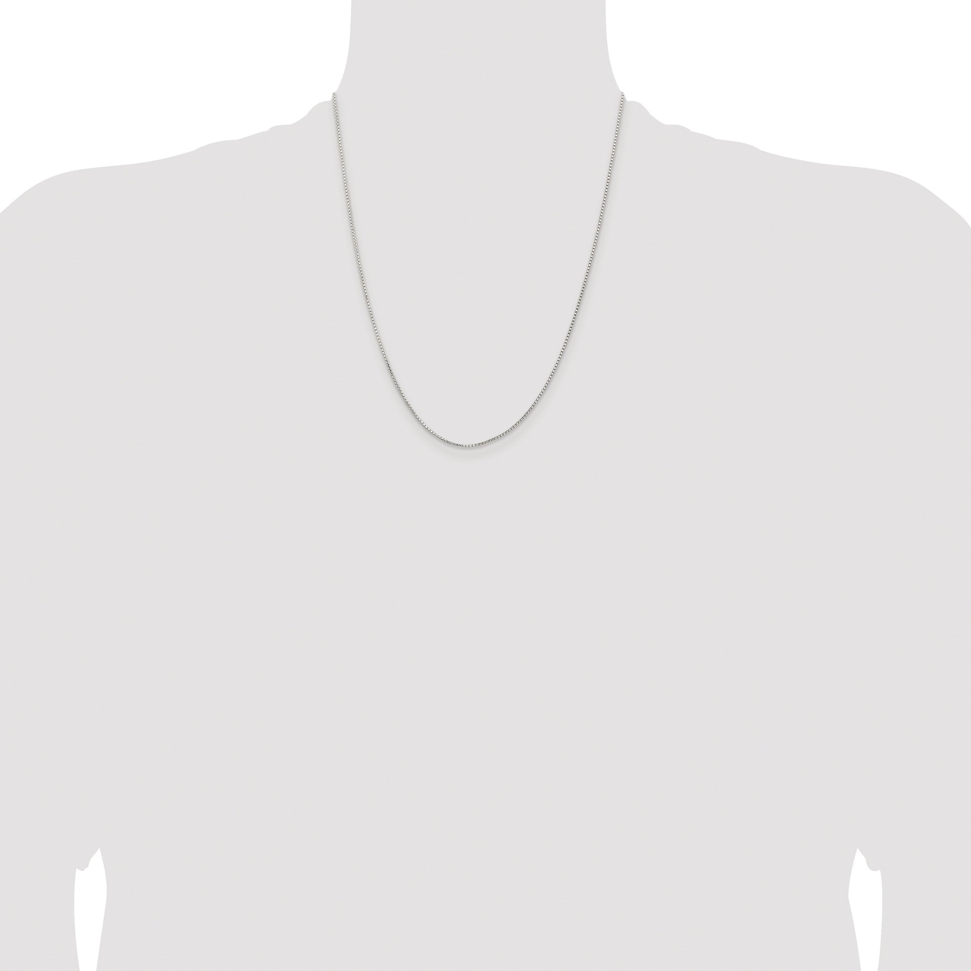 Sterling Silver Rhodium-plated 1.1mm Diamond-cut Round Box Chain