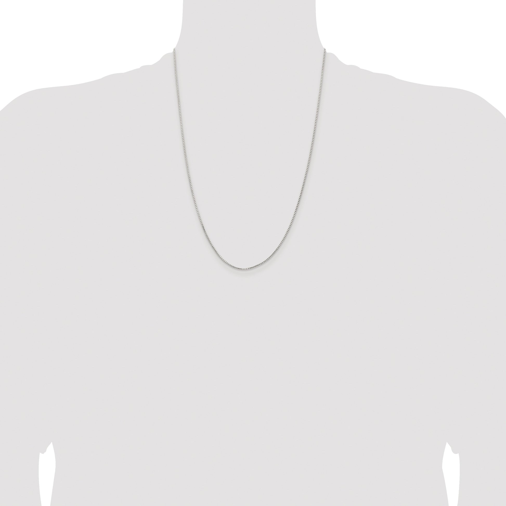 Sterling Silver Rhodium-plated 1.1mm Diamond-cut Round Box Chain