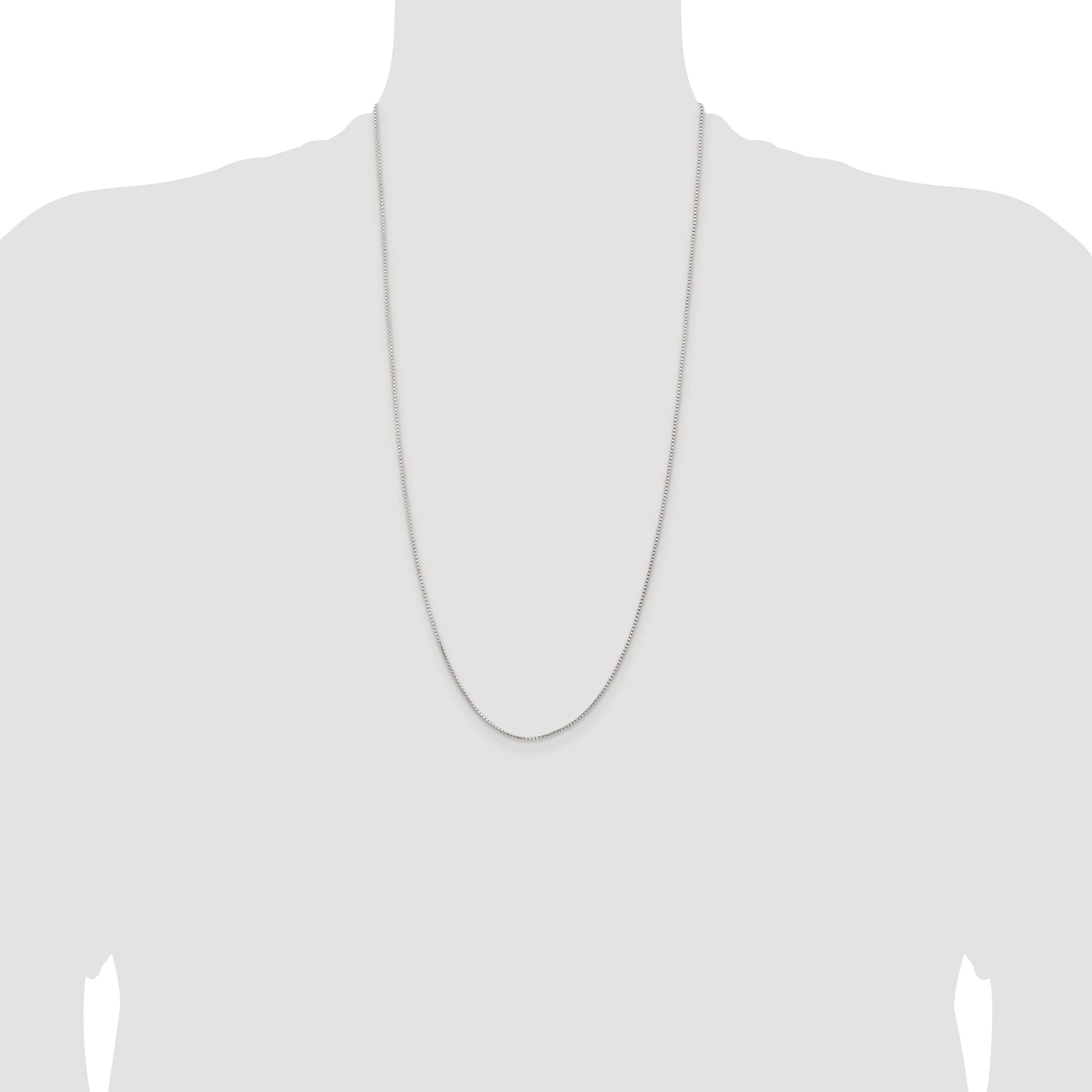 Sterling Silver Rhodium-plated 1.1mm Diamond-cut Round Box Chain