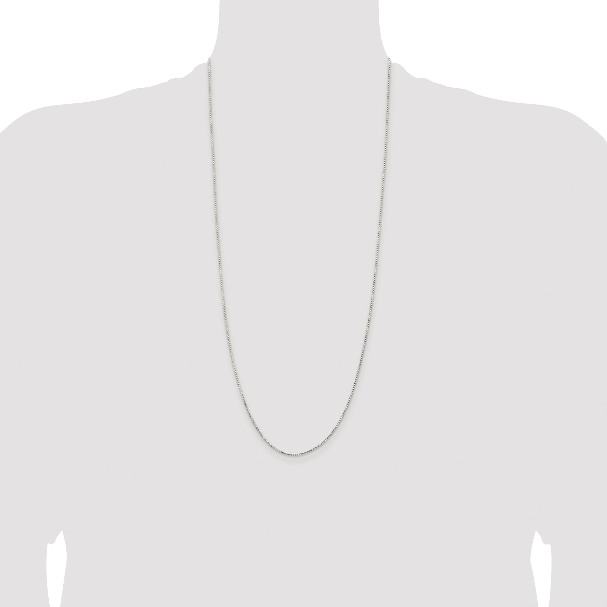 Sterling Silver Rhodium-plated 1.1mm Diamond-cut Round Box Chain