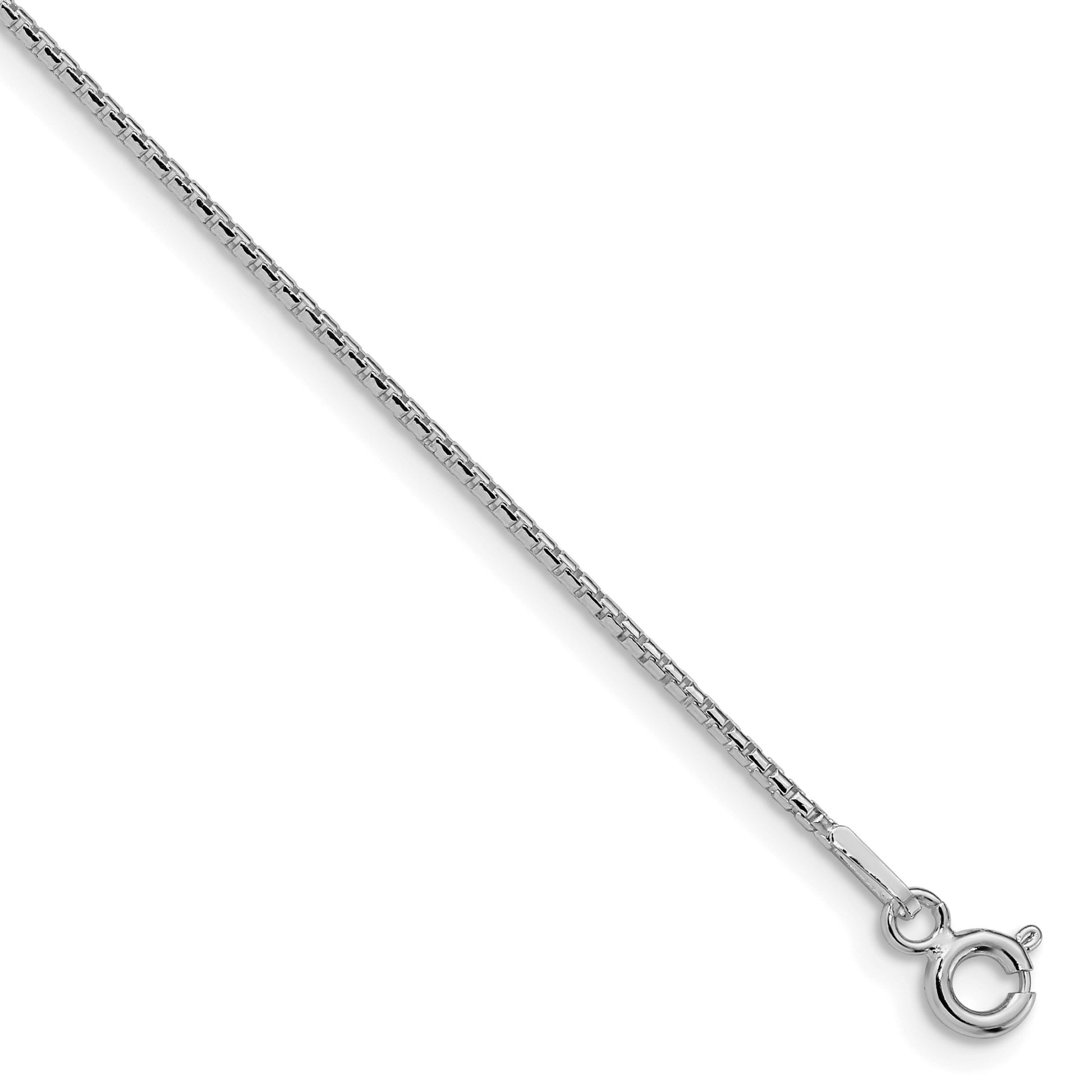Sterling Silver Rhodium-plated 1.1mm Diamond-cut Round Box Chain
