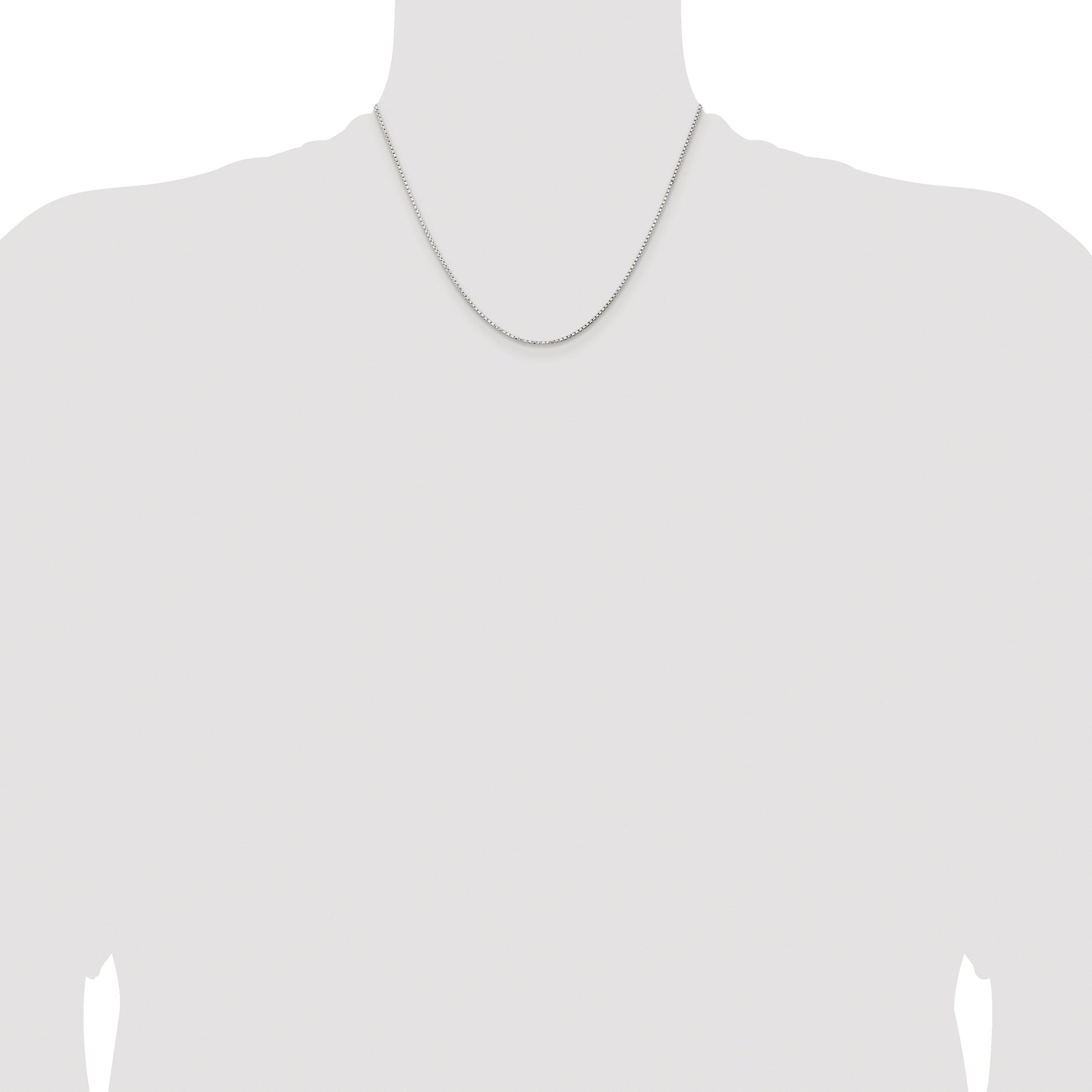 Sterling Silver Rhodium-plated 1.3mm Diamond-cut Round Box Chain