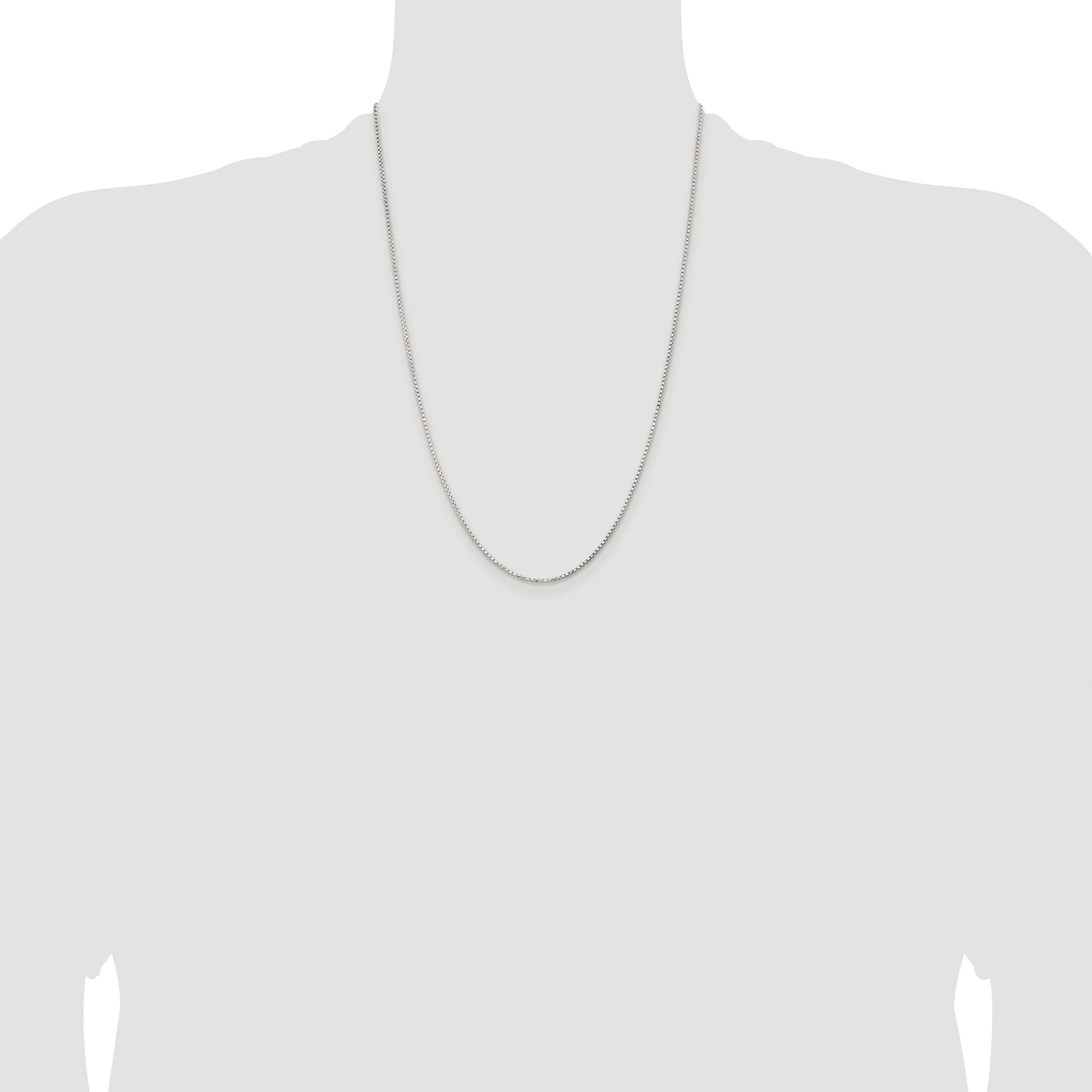 Sterling Silver Rhodium-plated 1.3mm Diamond-cut Round Box Chain