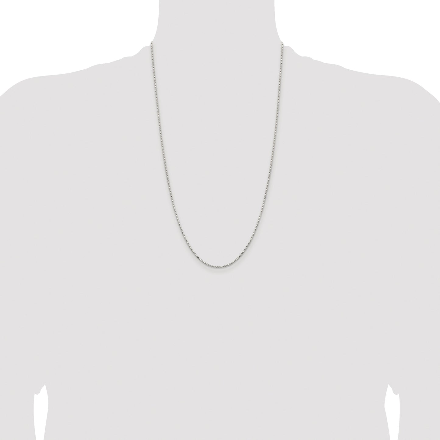 Sterling Silver Rhodium-plated 1.3mm Diamond-cut Round Box Chain