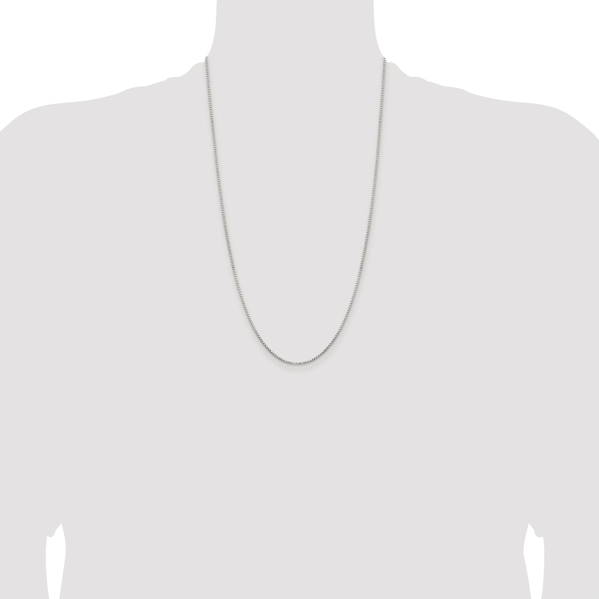 Sterling Silver Rhodium-plated 1.3mm Diamond-cut Round Box Chain