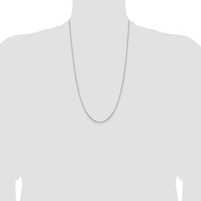 Sterling Silver Rhodium-plated 1.3mm Diamond-cut Round Box Chain